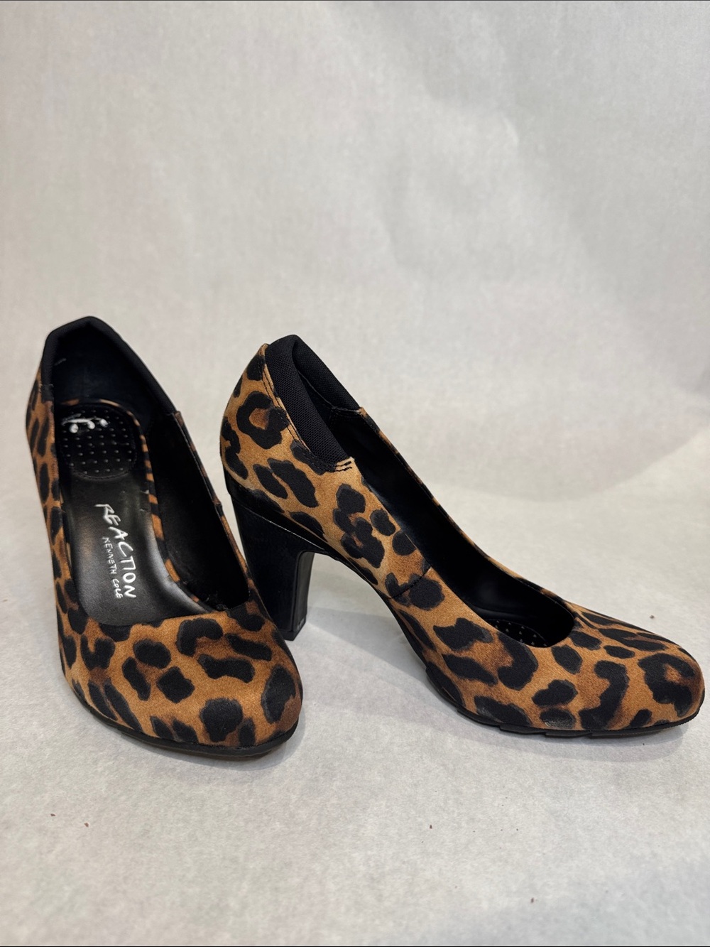 Reaction Kenneth Cole Leopard Print Block Heel Pumps - Brown/Black
